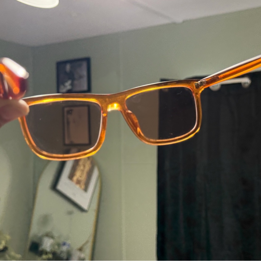 Saint Laurent Orange Transparent Square Sunglasses - Picture 3 of 5